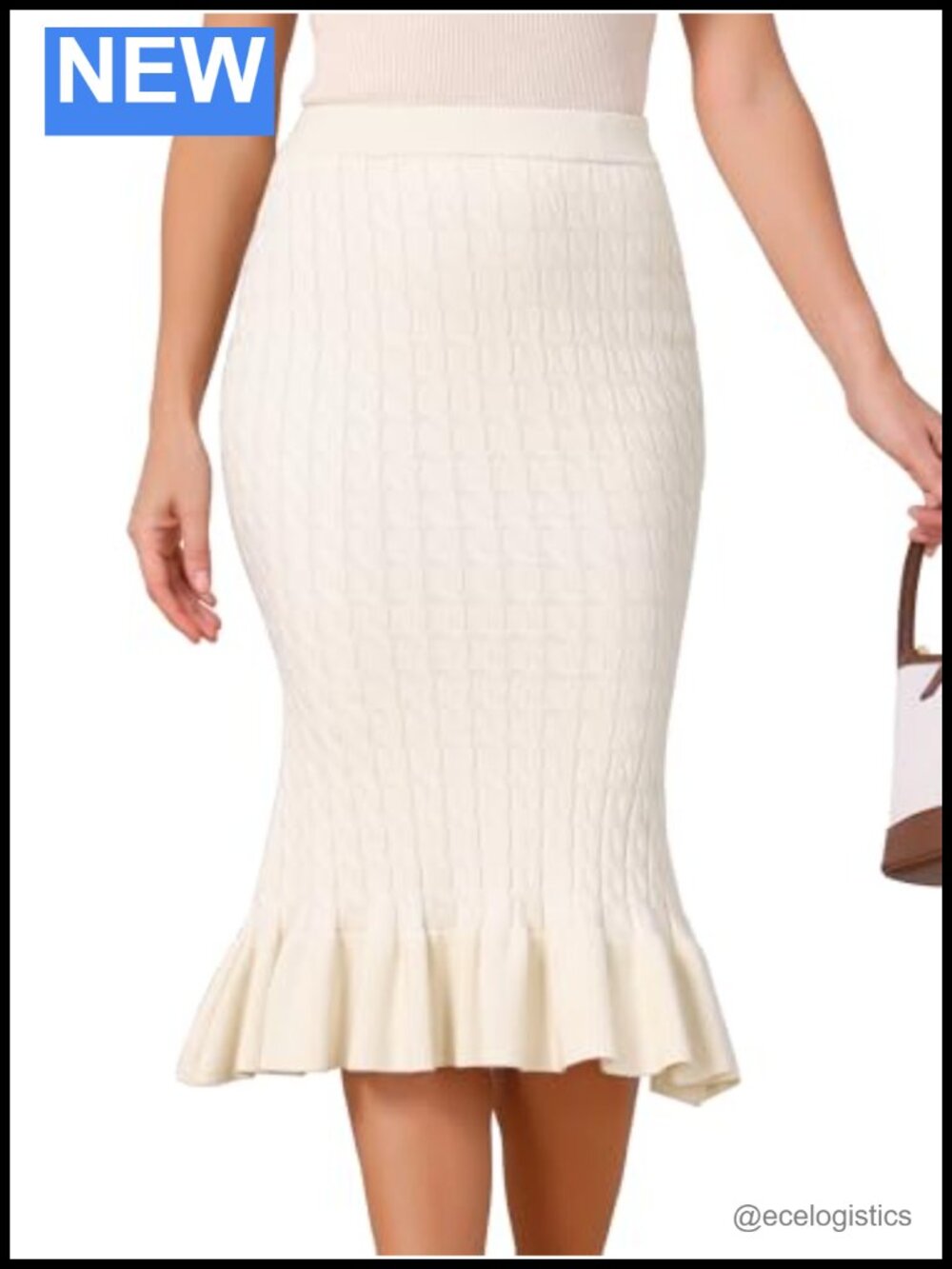 Viscose Cable Knit Mermaid Midi Sweater Skirt Bodycon Fishtail High Waist